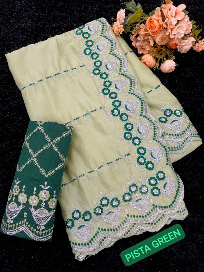 Jj 762 Jk Chinon Silk Embroidery Designer Sarees Wholesale Price In Surat